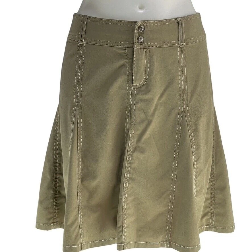 Athleta Womens Khaki A-Line Skirt Size 4 Cotton Blend Mid-Rise