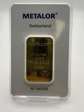 Metalor 1Oz 999.9 Fine Gold Bar 3584.99 per troy oz