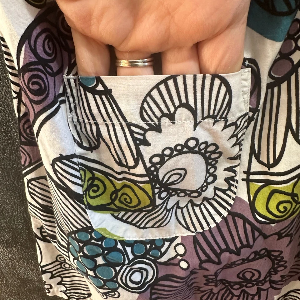 Tea Collection Dress Wide Collar Puffy Sleeve Purple Paisley 100% Cotton Size 5 - Image 3 of 4