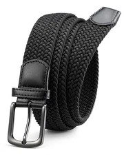  Mens Belt - Braided Stretch Golf Belt for 30"-34"Waist Adjustable Gun / Black
