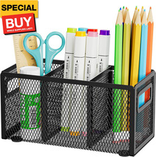 Mesh Pen Holder for Desk,Pencil Holder Desk Organizer 3 Adjustable Compartments,