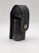 Dutyman 3621 Black Gold Snap Leather OC Spray Case Holder Holster Fits MKIII