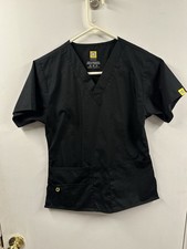 WonderWink Women  s Modern Fit Scrub Top Black Size XS V-Neck 2 Pocket