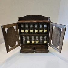 VTG Wooden Spice Cabinet Wall Mountable or Free Standing 12 BOTTLES.