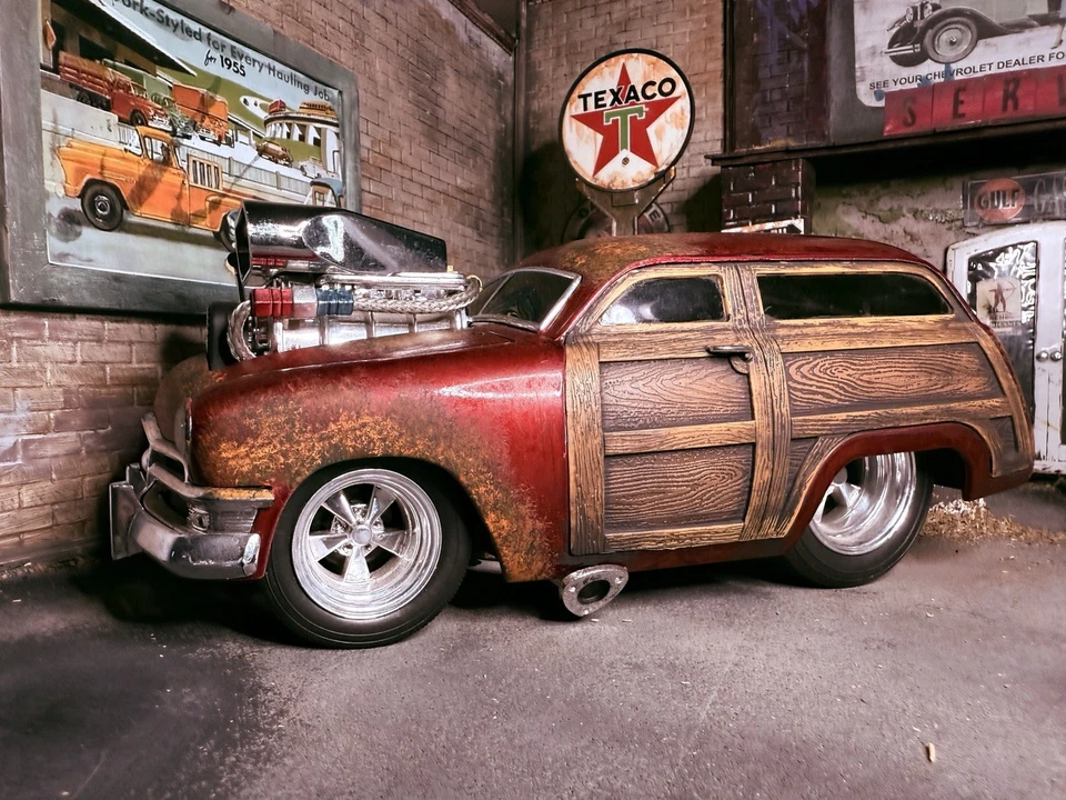 Ford Woody Rat Rod 1950 Muscle Machines desgastado oxidado 1/18 diecast Foto 3 de 4