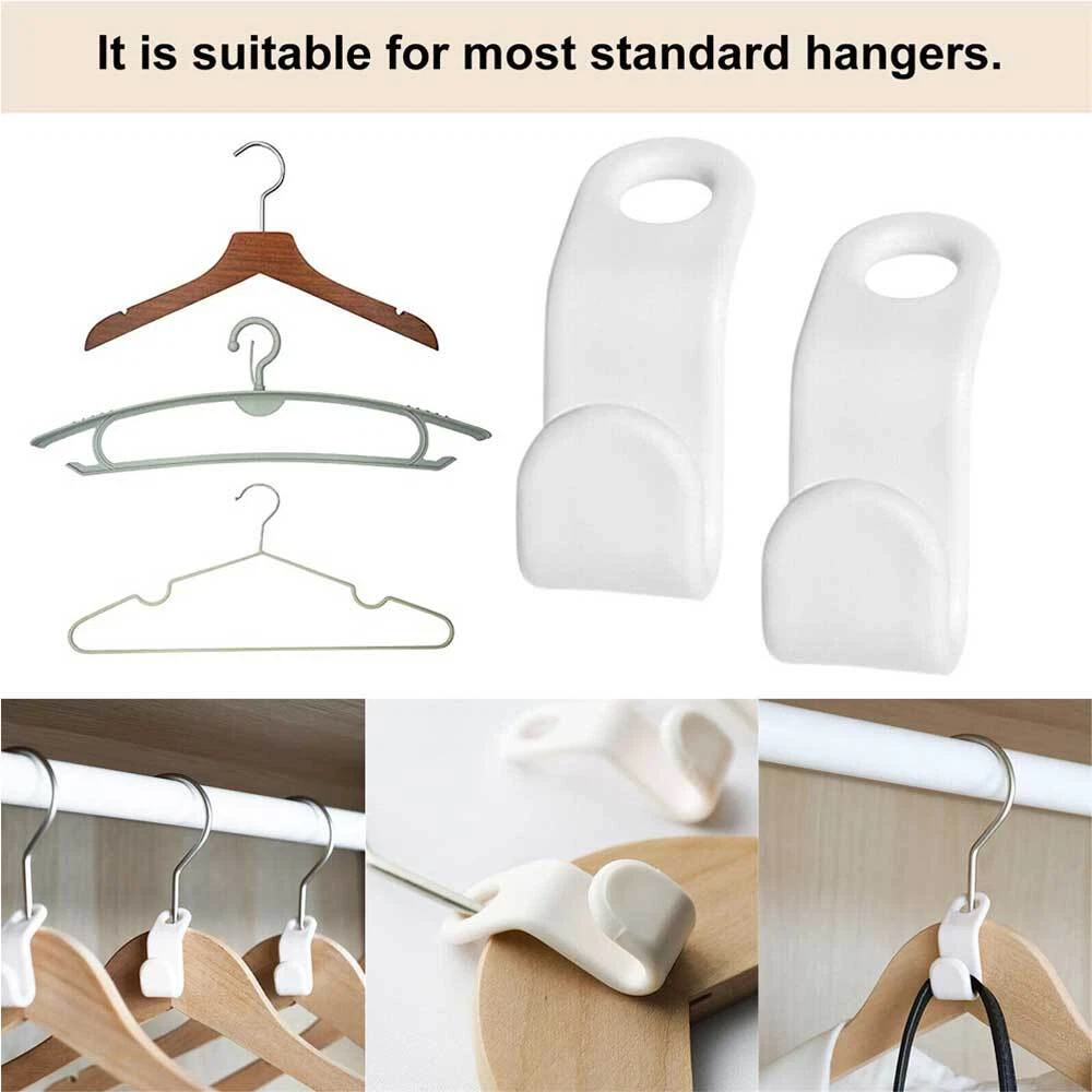 Space-Saving Clothes Hanger Connector Hooks