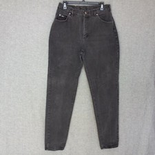 Vtg Lee High Waisted Mom Jeans Size 12 Waist 30" L32" Black Denim USA