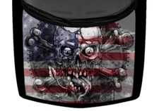 USA Flag Skull Pentagram Star Hood Wrap Vinyl Car Truck Graphic Decal