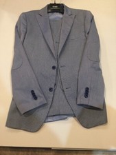 Boys Axny 3 Piece Blue Check Suit Sizes 14,16