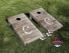 Custom Light Wood Personalized Cornhole Board Vinyl Wrap Sticker Set Wedding