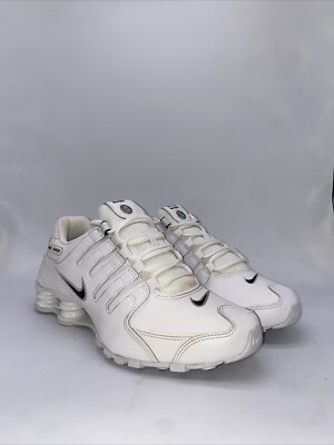 Nike Shox NZ 2019 White Leather Black Swoosh Sneakers 501524-106 Men's Size 8.5