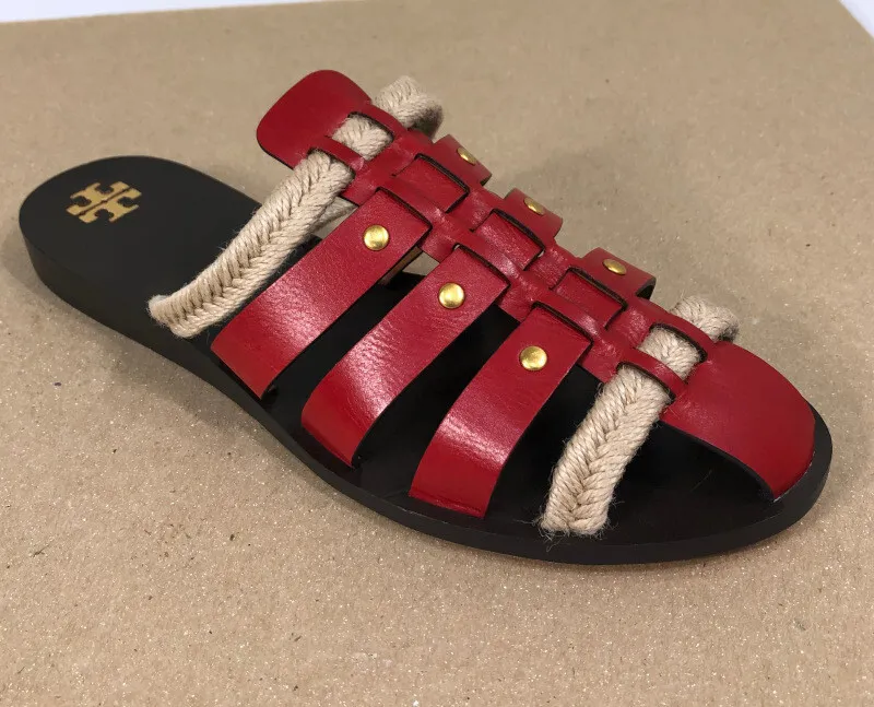 Women Studded Decor Braided Detail Single Band Slide Sandals