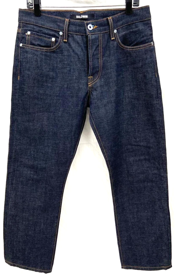 Pantalones de mezclilla Baldwin The Henley ajustados lavado oscuro con botones para hombre 32 Foto 2 de 4