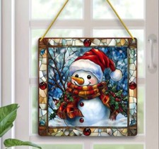 Winter-Christmas Sun Catcher, Stained Glass Look Acrylic 8 x 8