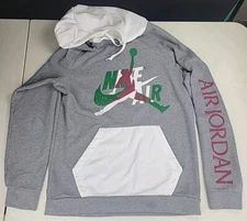 Nike Air Jordan Jumpman Hoodie Mens Medium Gray Logo Basketball Sweatshirt Used