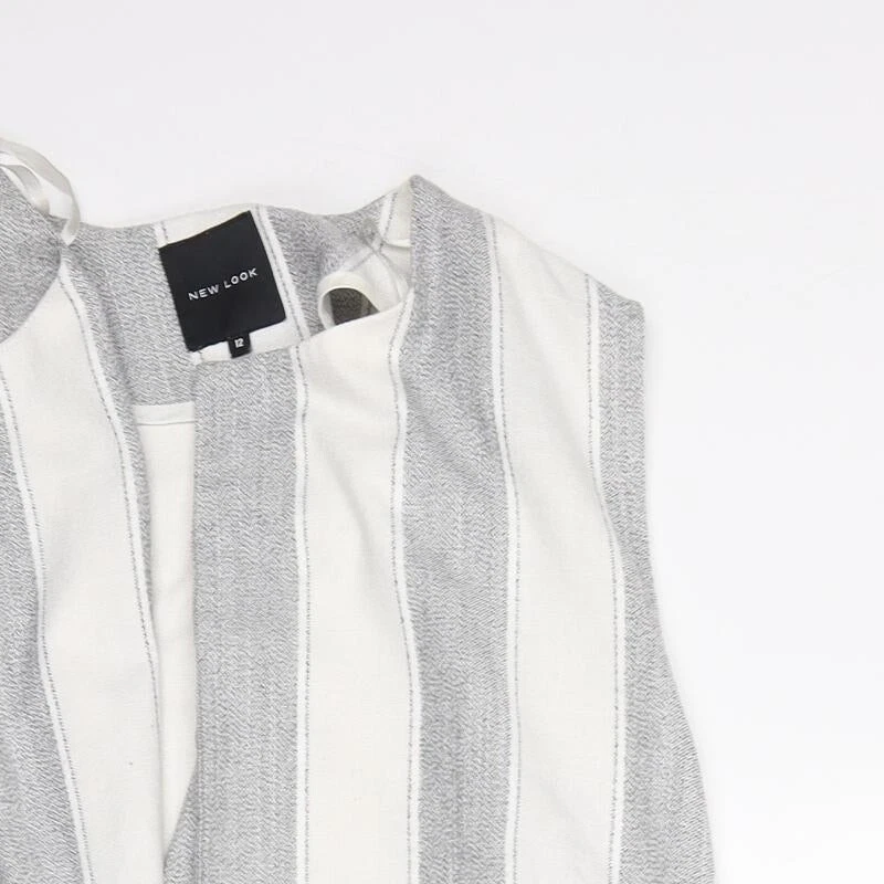 New Look Womens Multicoloured Striped Polyester Blend Blazer Size 12 - Image 4 of 4