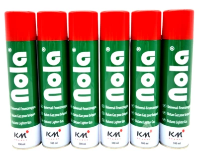 6 x 300ml Universal Feuerzeuggas Nachfüllgas Butan Feuerzeug Gas NOLA 703