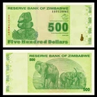 Zimbabwe 500 Dollars Banknote 2009 Uncirculated UNC Post Trillion AA+ P-98
