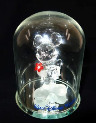 Mickey Mouseガラス製置物 Disney WDW, Arribas Brothers Glass Dome Mickey Mouse Red Flower