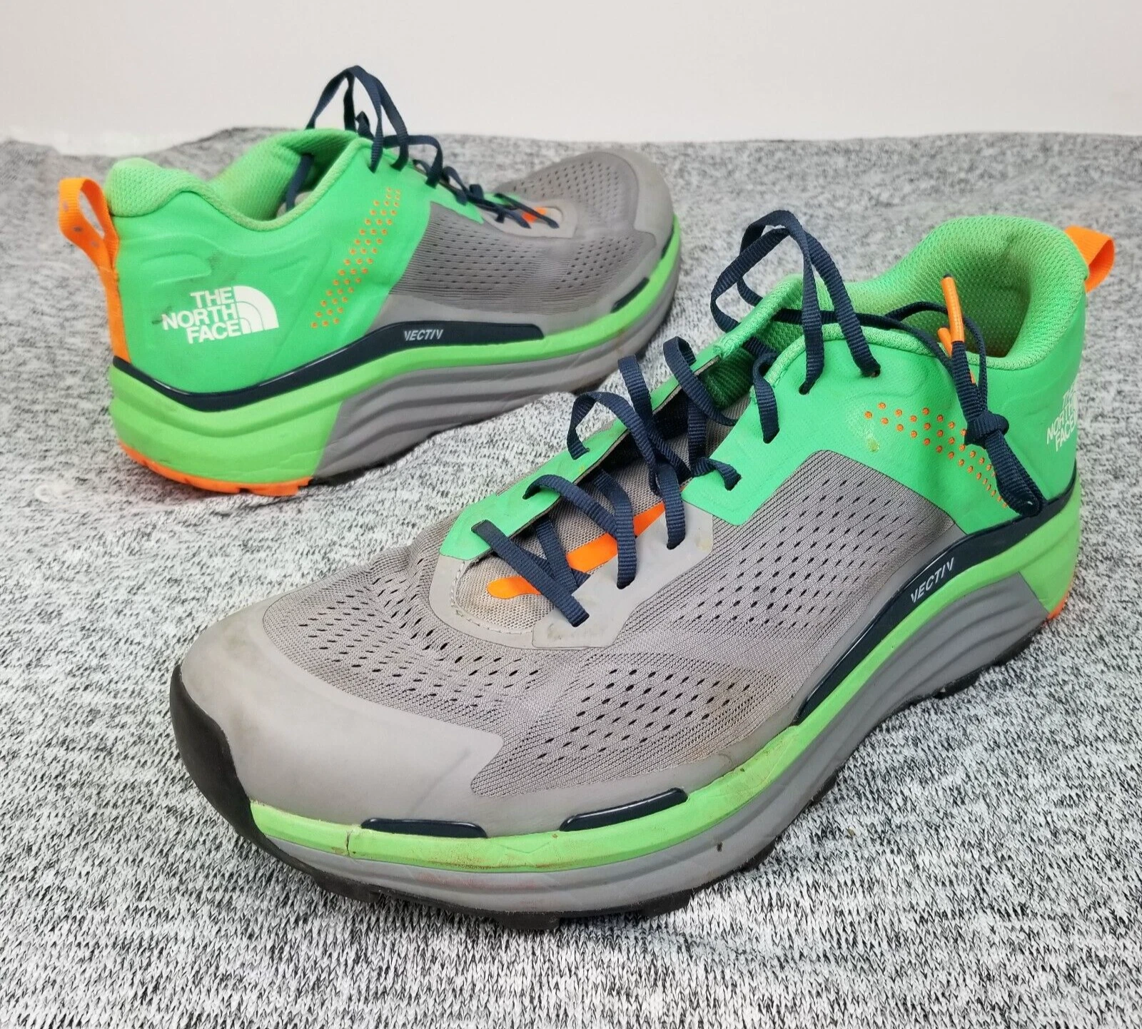The North Face Shoes Men's 13 Vective Trail Run Running Gray Green Performance
