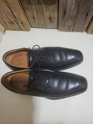 Mens ECCO Black Leather Oxfords Apron Toe Lace Up Shoes Size  display picture 1