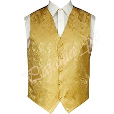 Gold Paisley Tuxedo Suit Dress Vest Waistcoat Formal Party Prom Wedding XS - 6X