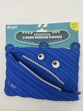 NEW Zipit Monster 3 Ring Binder Blue School Pouch/Pencil Case - NWT