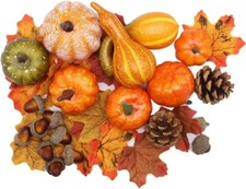 UK Autumn Fall Thanksgiving Wreath Banquet Party Decor Fake Pumpkin Maple Leaves