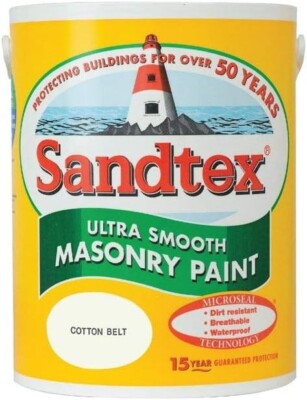 Sandtex Mauerfarbe 5L ultra glatte Qualität wasserfest Baumwollgürtel