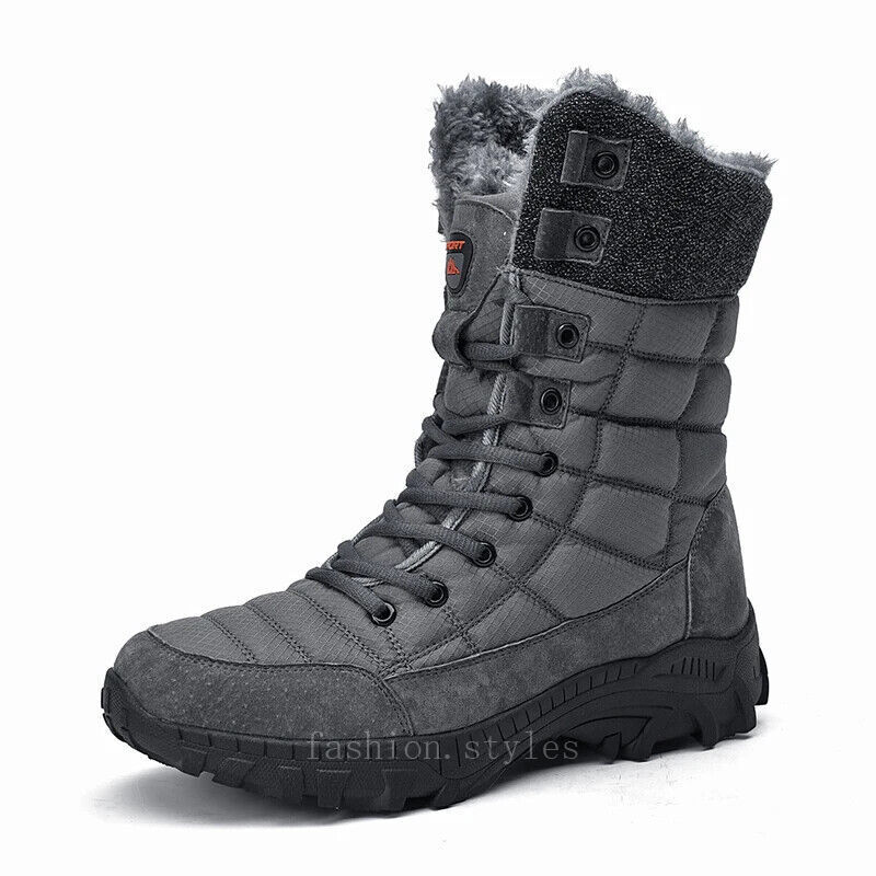 Men's Waterproof Snow Hiking Boots - Warm Leather High-Top Winter Boots-image