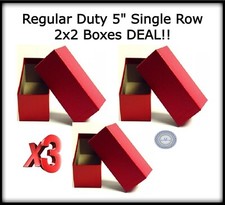 2x2 Red Coin Box 5 Inch For Cardboard Holder Flips Storage 3 Boxes Lot Deal NEW