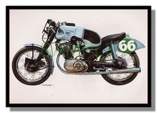 NSU 251RS Sportmax Racer 1955 gerahmtes Bild Alan Puckett kostenlose P&P UK