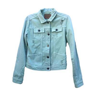 AMISU Jeans Womens Light Green Denim Jacket SZ 8 - EU 38