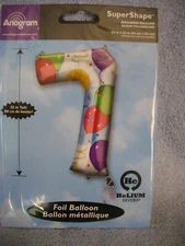 SuperShape Foil #7 Anagram Balloons Jumbo Party Balloon NEW in PACKAGE 35 inches