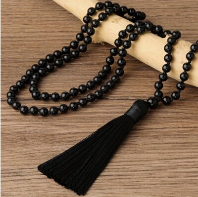 Japamala MALA 108 SCHWARZER ACHAT Original HEILUNG Mantra YOGA Natural Therapy 