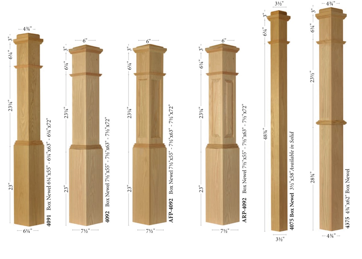 Box Newel Posts On Staircase EVERMARK Stair Parts 4093 55 In. X 6 1/4