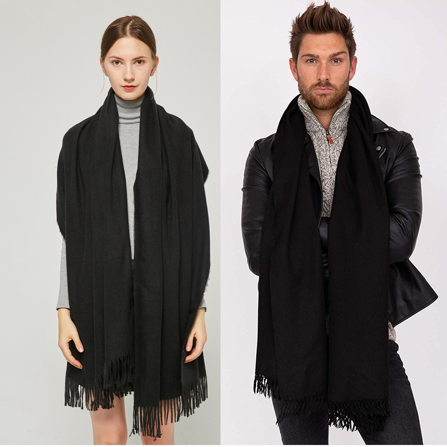 Men's Oversized Scarf Rust Solid Plain Shawl and Wrap Winter Warm Large