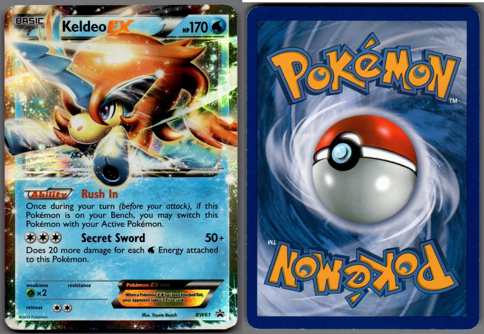 2012 Pokemon, Black & White Promos, #BW61 Keldeo EX, Holo Black Star Promo
