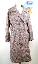 Pink Belted Lost Ink Double Breasted Coat Size 16