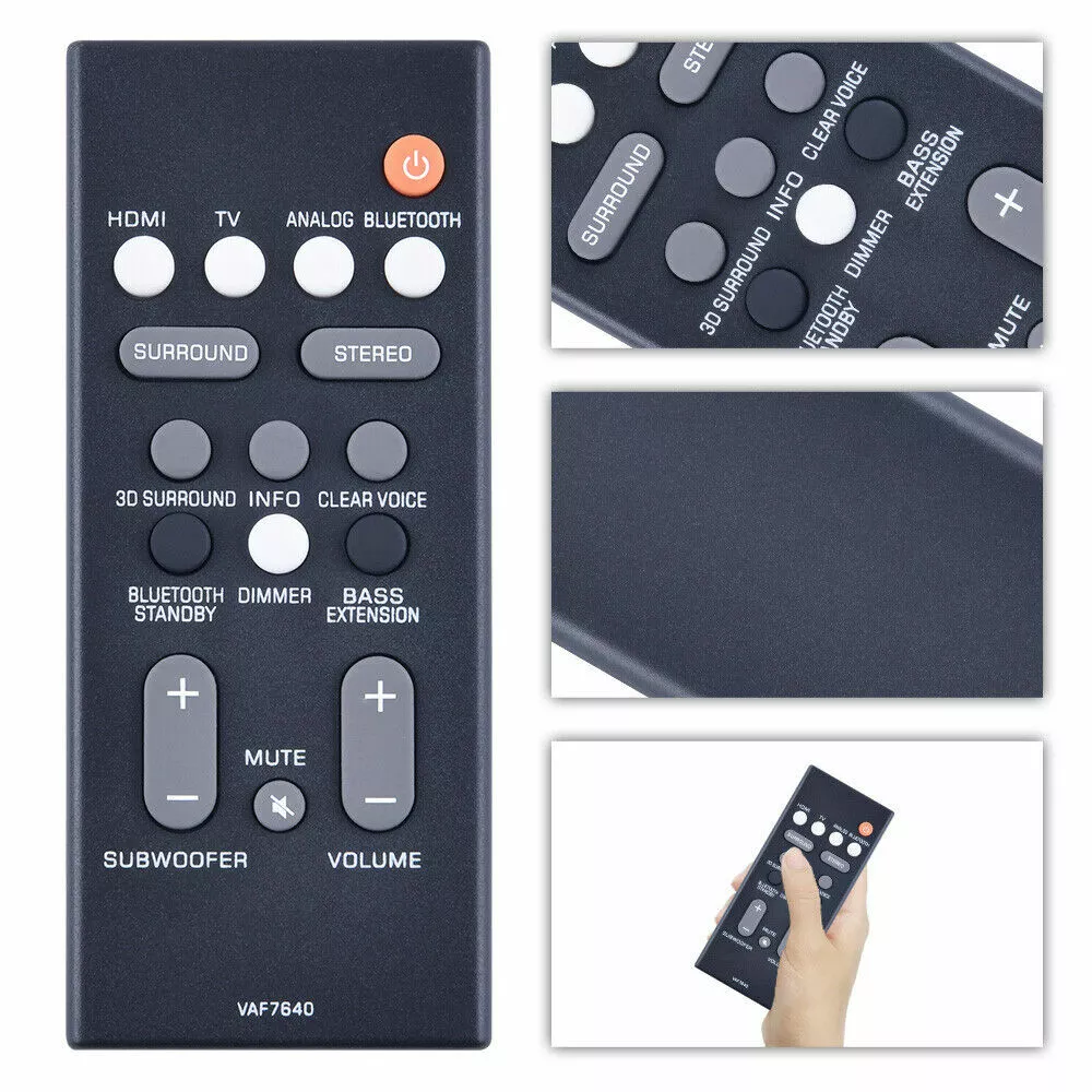 VAF7640 Remote Control For Yamaha Sound Bar ATS-1080 YAS-108