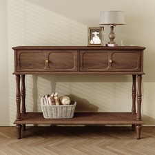 Mid-Century Wood Entryway Console Table