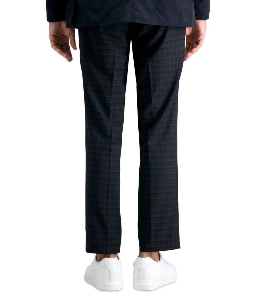 $95 NUEVO KENNETH COLE REACTION Hombres 30x32 Negro Cuadros Ajustados Pantalones/Pantalones de Vestir Foto 3 de 4