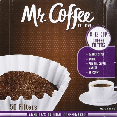 Mr. Coffee White Paper Coffee Basket Filters 8-12 Cup White Paper 50ct (2 Pack)
