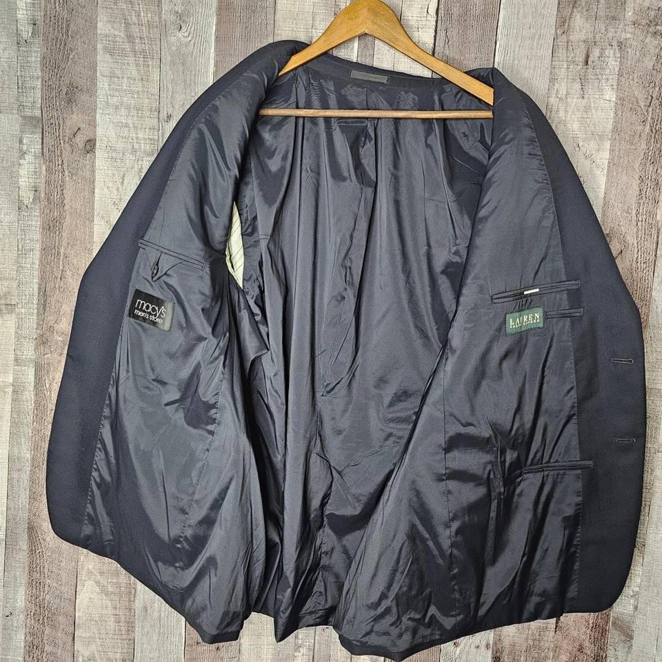 Lauren Ralph Lauren Navy Blue 100% Wool Suite Jacket Coat Men's 48 Regular Gift - Image 3 of 4