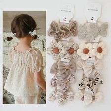 10 Pc Children Flower Hair Bands Kids Elastic Bow Ponytail Holders Hair Ties