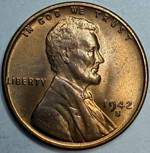 1942 S Uncirculated Lincoln Wheat Cent Exact Coin Imaged #LWC1464