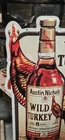 Vintage Wild Turkey Embossed Tin Sign Bourbon whiskey metal wall bar man cave