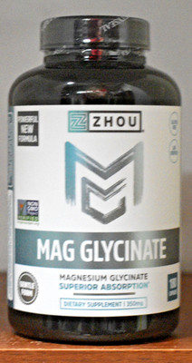Zhou Mag Glycinate 180 Capsules Magnesium Glycinate Complex 350 mg