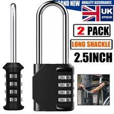 2 Heavy Duty Security Padlock Long Shackle 4-Digit Combination Lock Gym Lockers