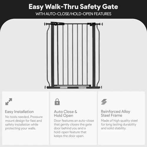 BALANCEFROM WALK-THRU SAFETY GATE CHILD PROOF FENCE FOR DOORWAYS - GRAPHITE
